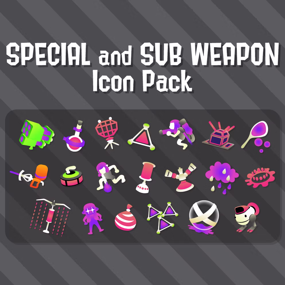 Preview of the sub and special weapon icon pack for Splatoon 2